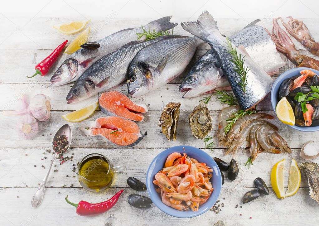 Fresh seafood. Healthy diet food.  