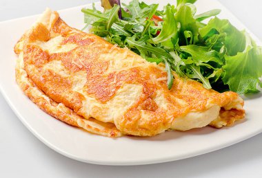 Omelette with fresh salad clipart