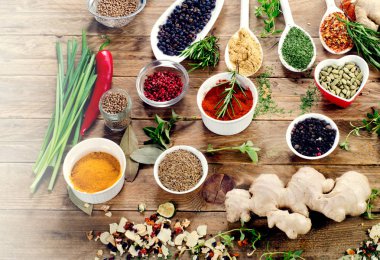 Baharat ve otlar Üstten Görünüm