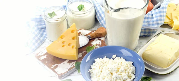 Dairy products on table — Stock Photo, Image