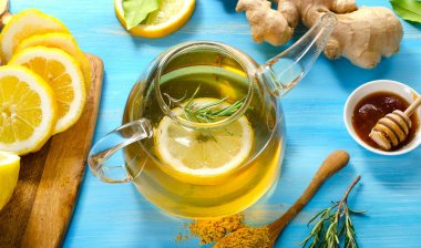 zencefil ve limon ile çay 