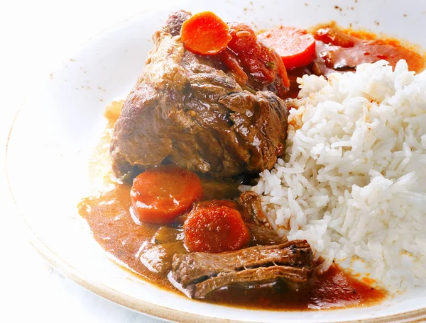 Cooked Beef with rice — Stock Photo, Image