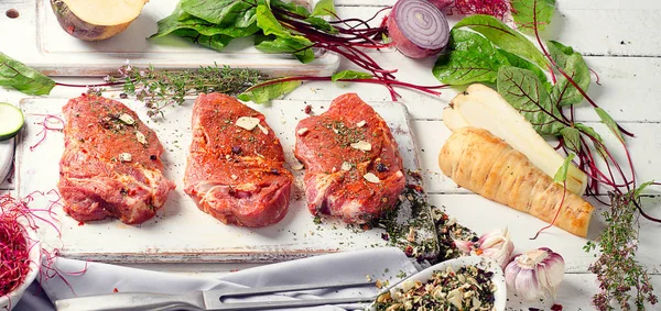 Marinated pork steaks — Stock Photo, Image