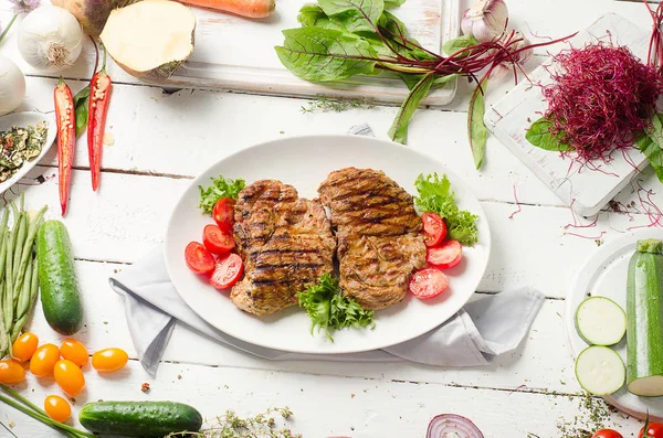 Grilled pork steaks — Stock Photo, Image