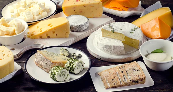 Different kinds of cheeses — Stock Photo, Image