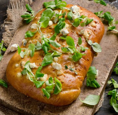 Ev yapımı Focaccia ekmek. 