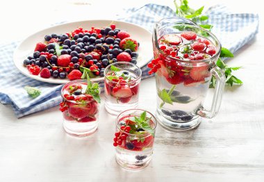 İnfüzyon su taze çilek ile.