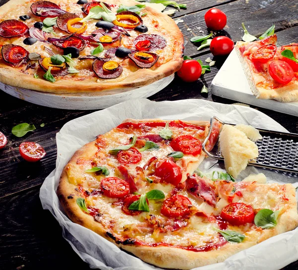 Homemade Pizza on a table — Stock Photo, Image