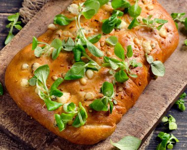 Ev yapımı Focaccia ekmek. 