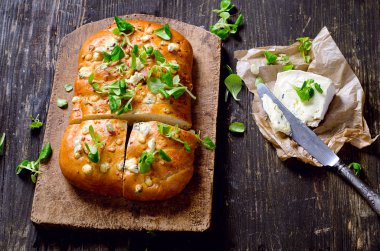 Ev yapımı Focaccia ekmek. 