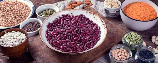 Various dry legumes collection — Stock Photo, Image