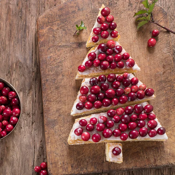 Christmas dessert with fresh cranberries — Stock Photo, Image