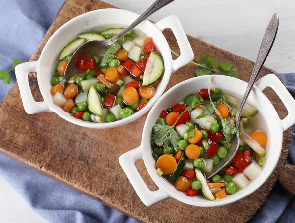 Vegetable soup in bowls — Stock Photo, Image