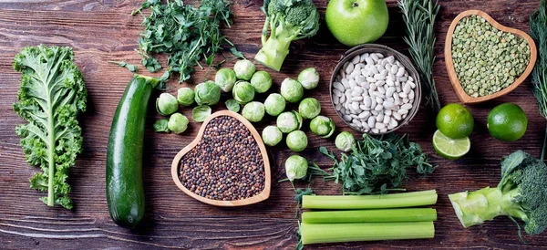 Verduras Mixtas Legumbres Para Una Cocina Saludable Vista Superior Comida — Foto de Stock