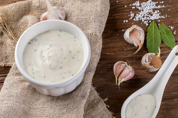Bowl of Garlic sauce — Stock Photo, Image