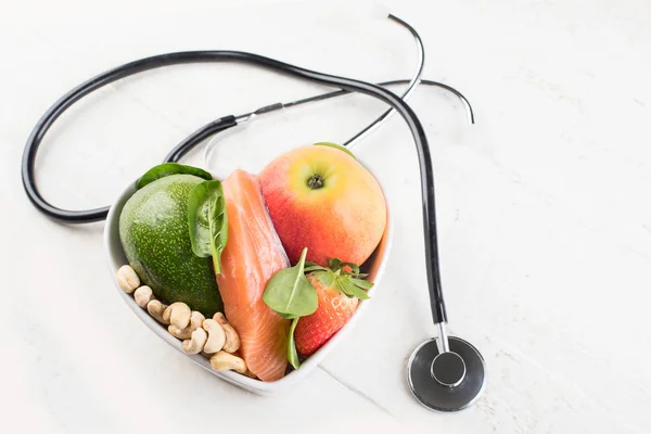 Food Healthy Heart Healthy Food Concept Top View — Stock Photo, Image