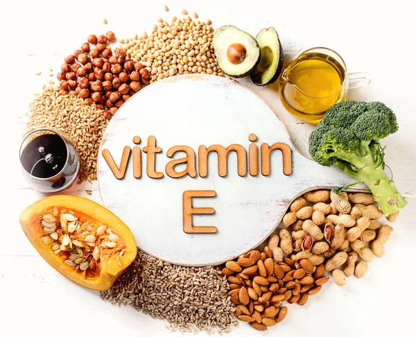 Vitamini Zengin Yiyecek Üstten Görünüm Sağlıklı Gıda Kavramı — Stok fotoğraf