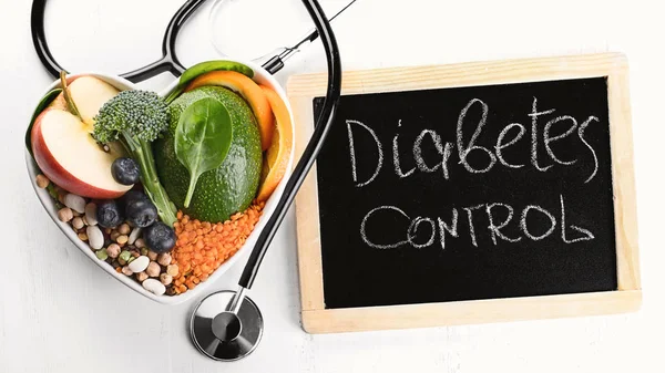 Diabetes diet control and healthy food concept.