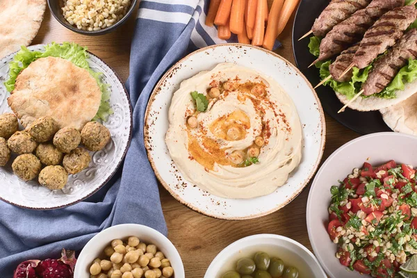 Libanesisches Essen Nahöstliche Traditionelle Küche Ansicht Von Oben — Stockfoto