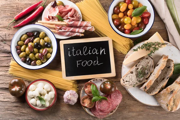 Italian Food Background Healthy Eating Top View — Stock Photo, Image