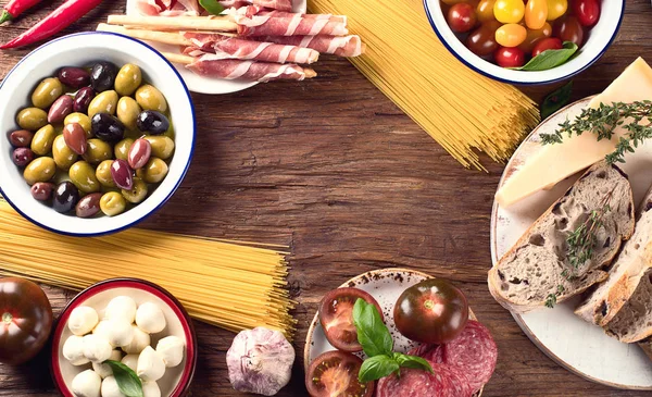 Italian Food Background Healthy Eating Top View — Stock Photo, Image