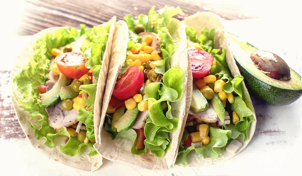 Des Tacos Mexicains Authentiques Concept Alimentation Saine Nourriture Mexicaine — Photo
