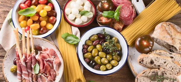 Italian Food Background Healthy Eating Top View — Stock Photo, Image