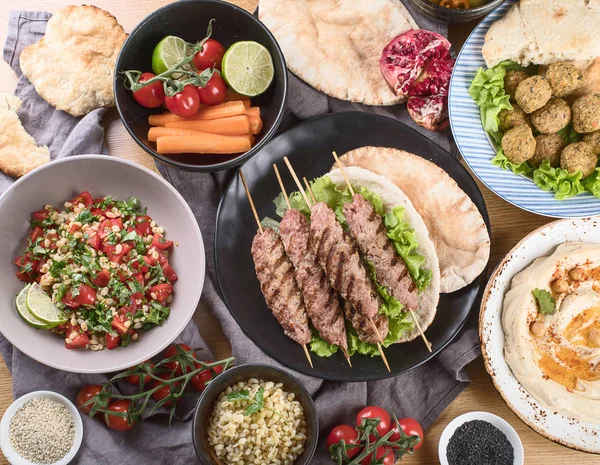 Libanesisches Essen Nahöstliche Traditionelle Küche Ansicht Von Oben — Stockfoto