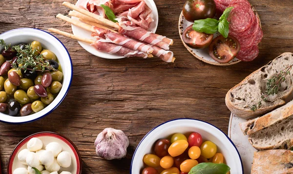 Italienischer Lebensmittelhintergrund Gesunde Ernährung Ansicht Von Oben — Stockfoto