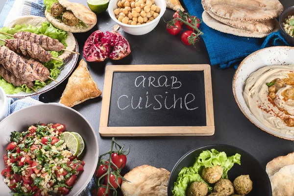 Вибір Арабська Їжі Близькосхідної Кухонь Хала Їжа Вид Зверху — стокове фото