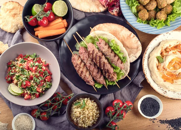 Lebanese Food Middle Eastern Traditional Cuisine Top View — Stock Photo, Image