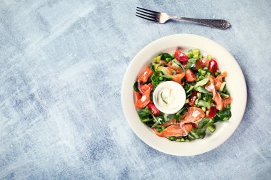 sebze salatası somon ile