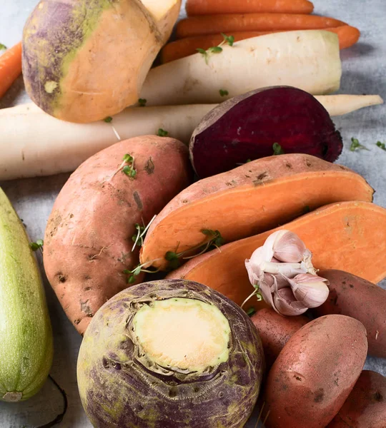 Grønnsaker av ferske rotfrukter – stockfoto