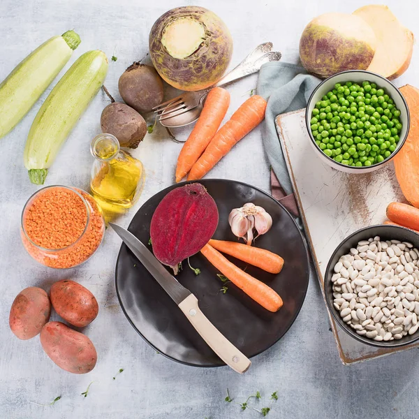 Vegan Comida Vegetariana Conceito Alimentação Saudável Limpa Vista Superior — Fotografia de Stock