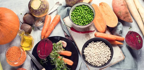 Vegan Vegetarian Food Healthy Clean Eating Concept Top View — Stock Photo, Image