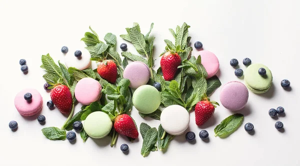 Französisch Dessert Macarons Ansicht Von Oben — Stockfoto