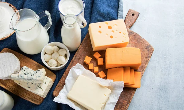 Berbagai Jenis Produk Susu Dan Telur — Stok Foto