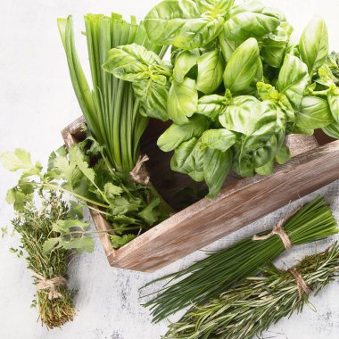 Taze Bahçe otlar. Yukarıdan görüntülemek