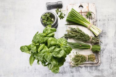 Taze Bahçe otlar. Yukarıdan görüntülemek