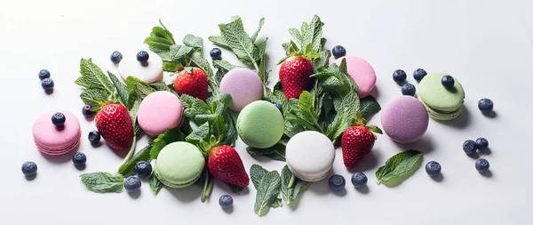 Französisch Dessert Macarons Ansicht Von Oben — Stockfoto