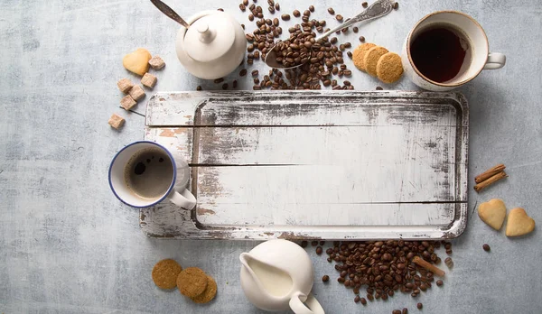 Kaffee Hintergrund Ansicht Von Oben Zeit Für Kaffee — Stockfoto