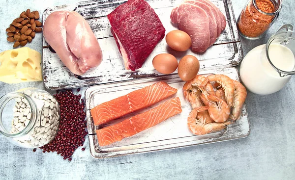Gıda Protein Yüksek Sağlıklı Beslenme Diyet Kavramı — Stok fotoğraf