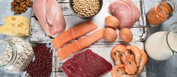 Comida Rica Proteínas Conceito Alimentação Saudável Dieta — Fotografia de Stock