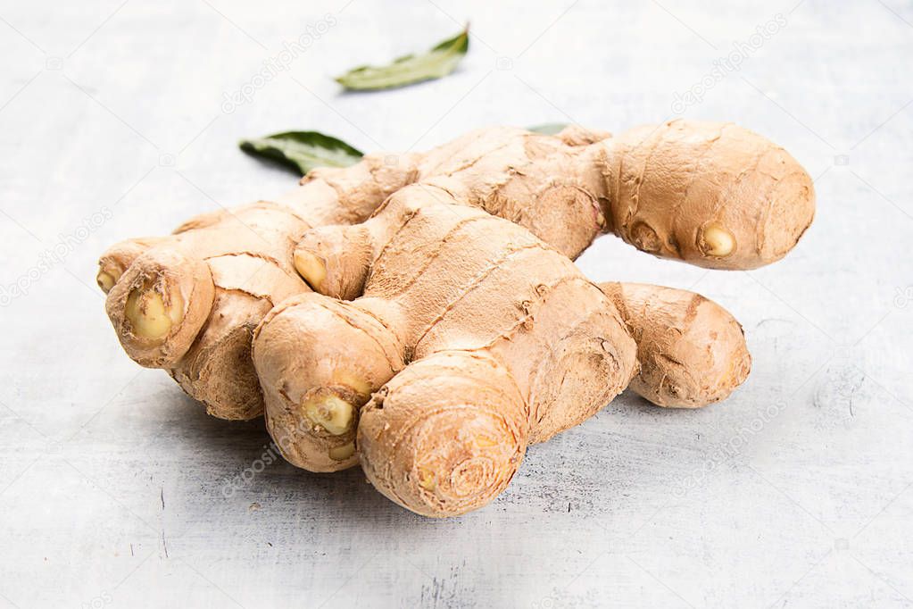 Fresh ginger root. View from above