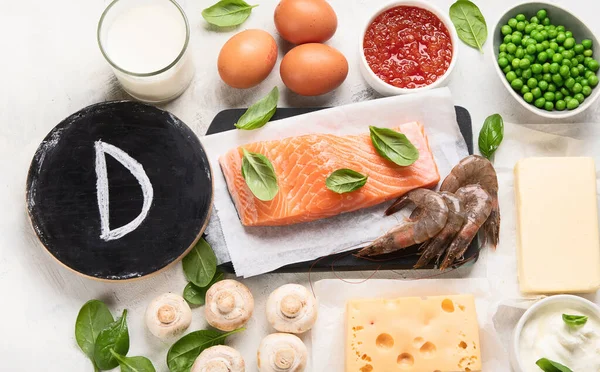 Livsmedel rika på D-vitamin — Stockfoto