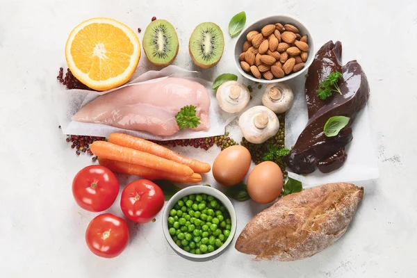 Livsmedel med hög halt av Niacin - vitamin B3 — Stockfoto