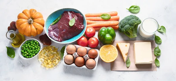 Potraviny s vysokým obsahem vitaminu A — Stock fotografie