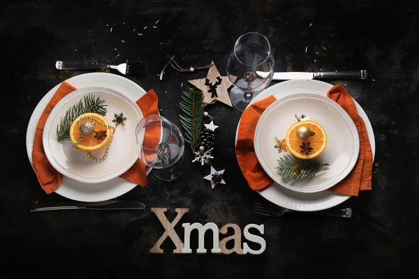 Cenário de mesa de Natal — Fotografia de Stock