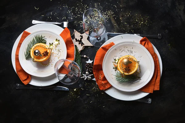 Cenário de mesa de Natal — Fotografia de Stock