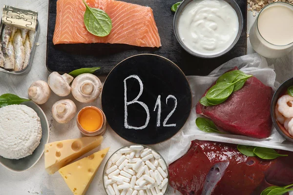 Přirozené zdroje vitaminu B12 (Kobalamin) — Stock fotografie